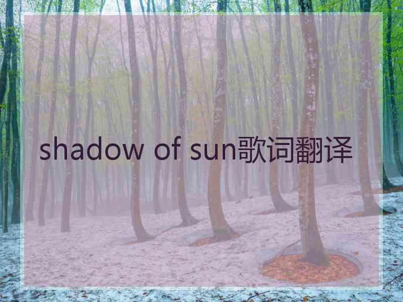 shadow of sun歌词翻译