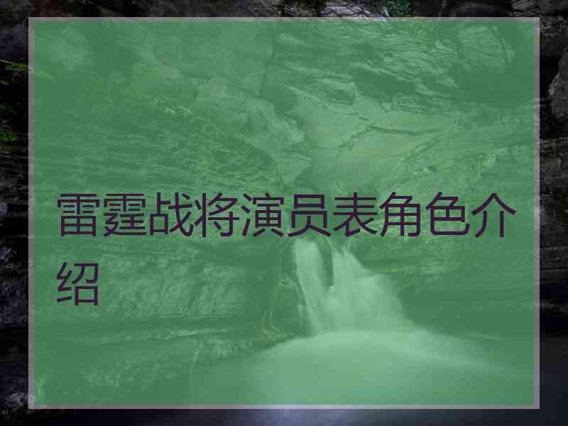 雷霆战将演员表角色介绍