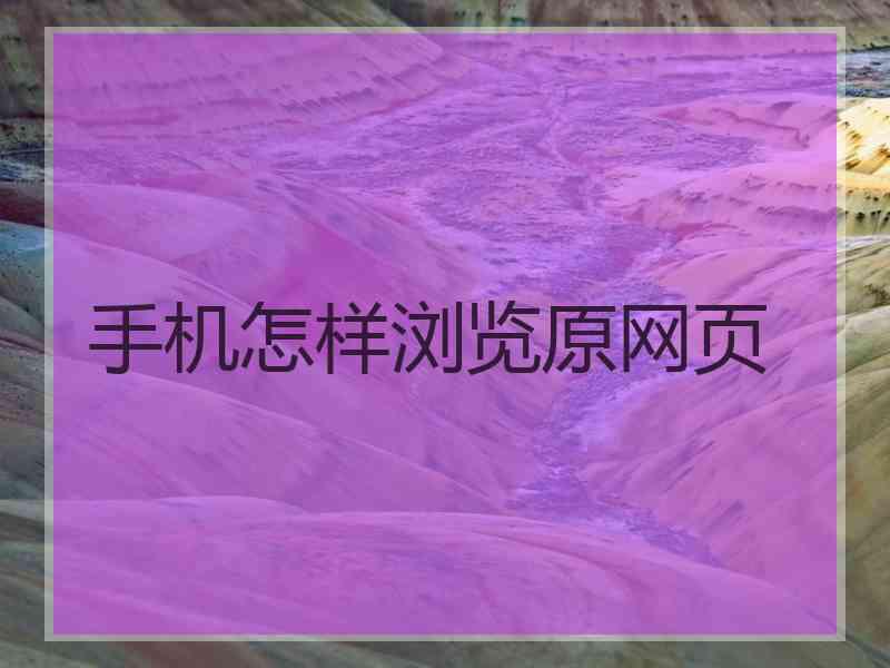 手机怎样浏览原网页