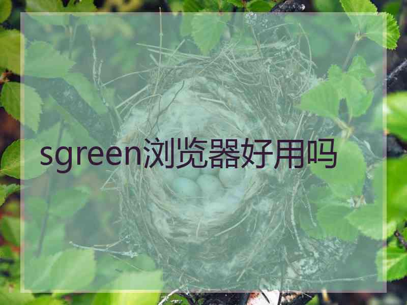 sgreen浏览器好用吗