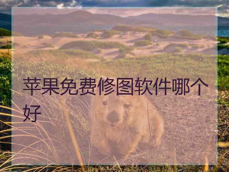 苹果免费修图软件哪个好