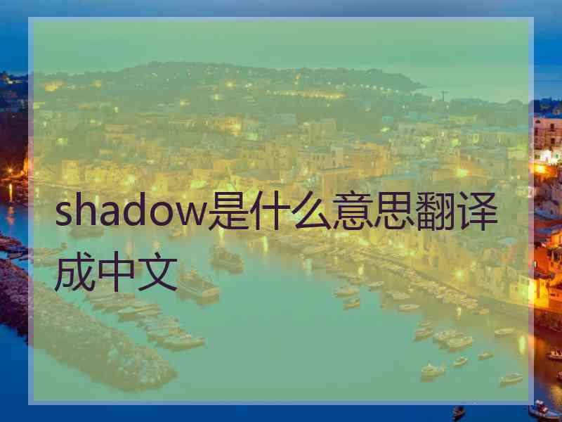 shadow是什么意思翻译成中文