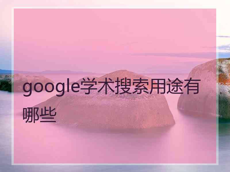 google学术搜索用途有哪些