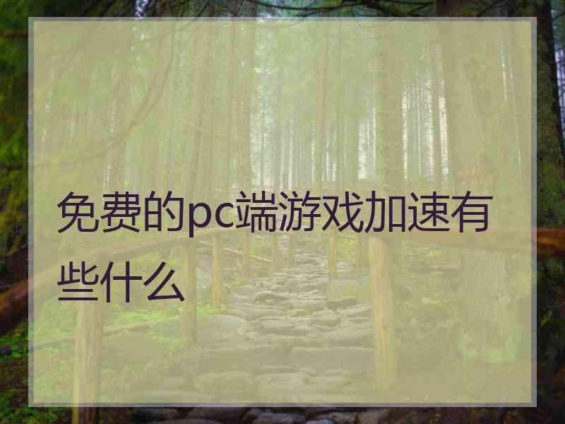 免费的pc端游戏加速有些什么