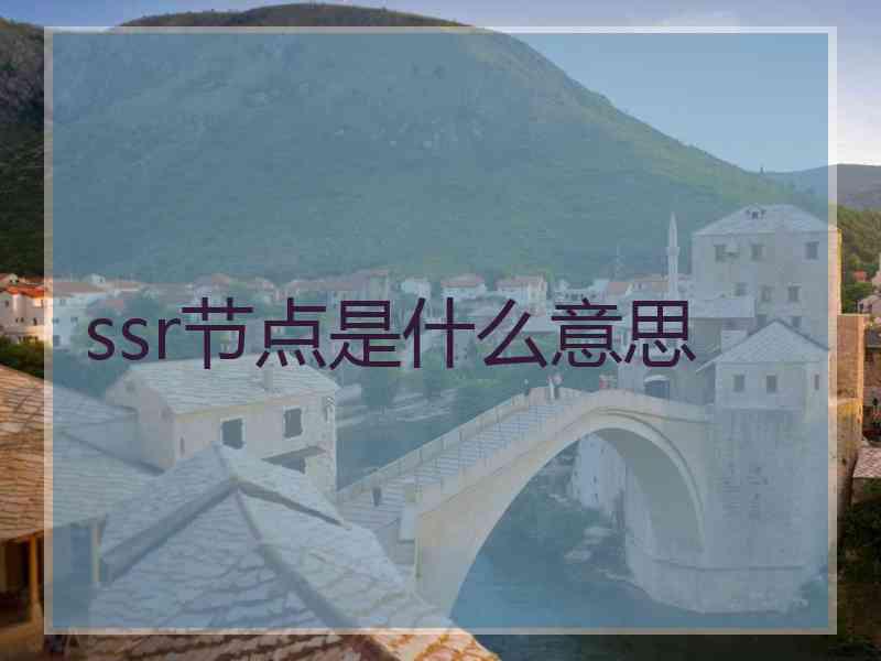 ssr节点是什么意思