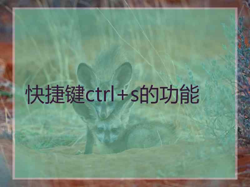 快捷键ctrl+s的功能