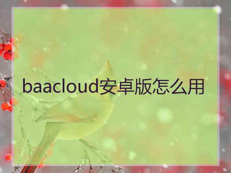 baacloud安卓版怎么用