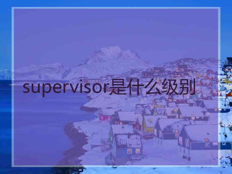 supervisor是什么级别