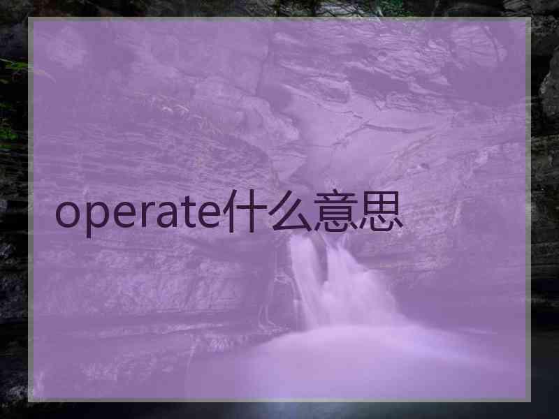 operate什么意思