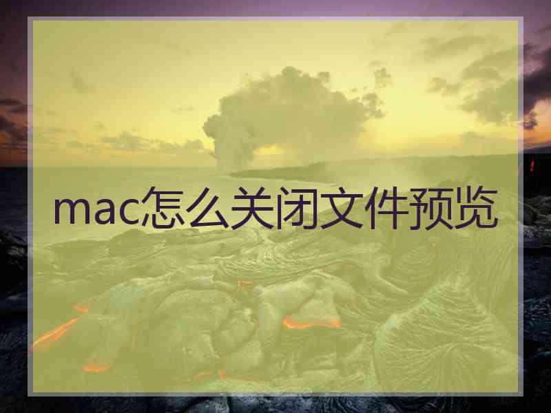 mac怎么关闭文件预览