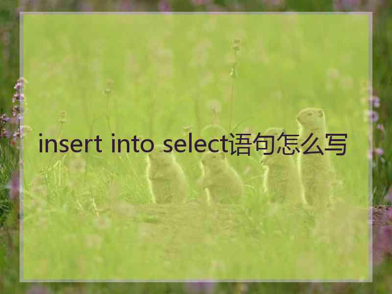 insert into select语句怎么写