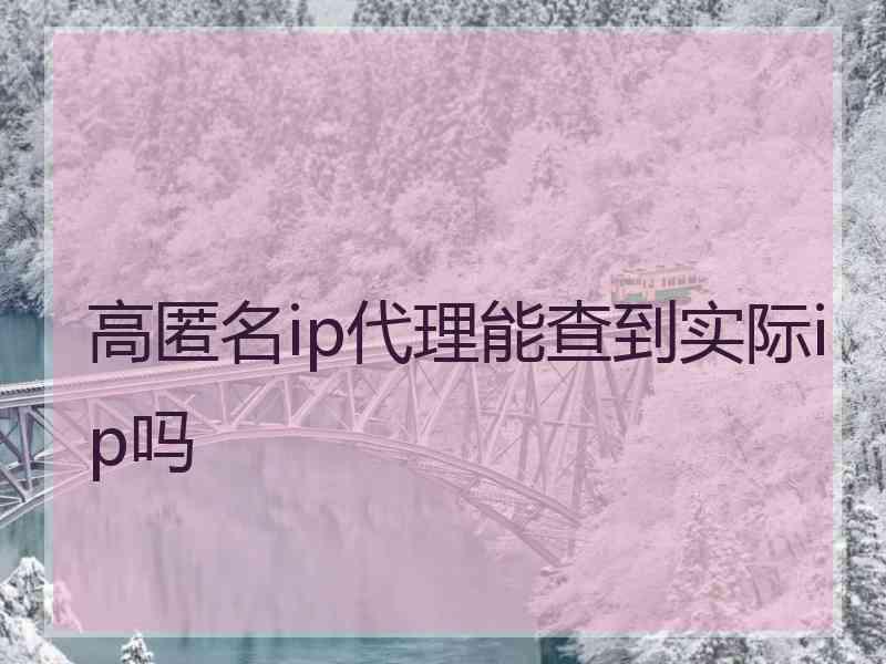 高匿名ip代理能查到实际ip吗