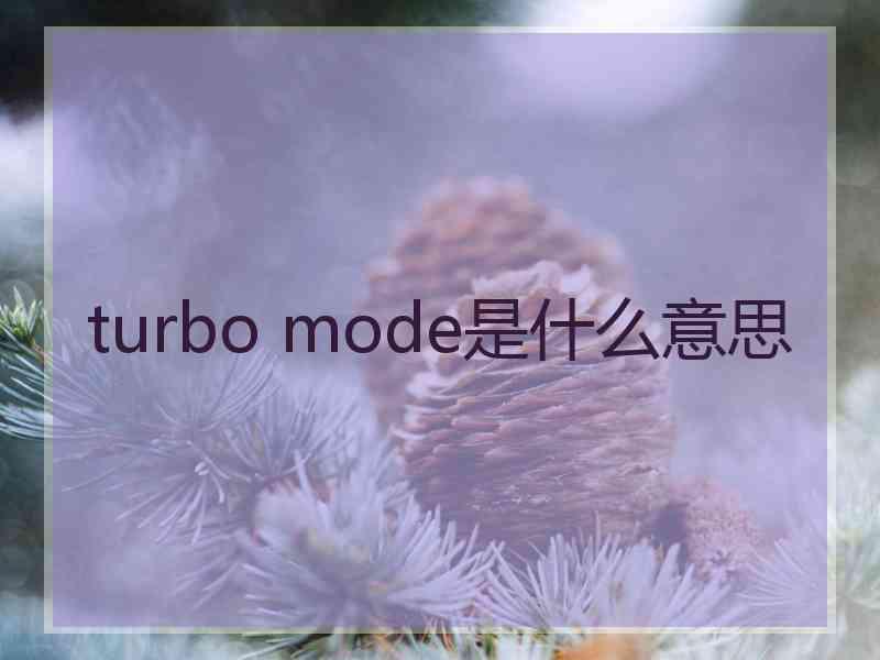 turbo mode是什么意思