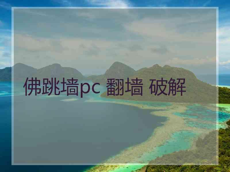 佛跳墙pc 翻墙 破解