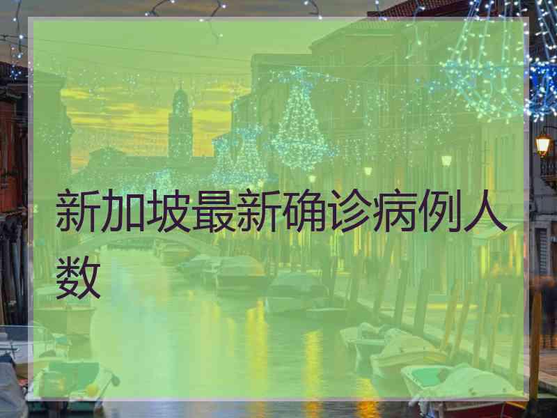 新加坡最新确诊病例人数