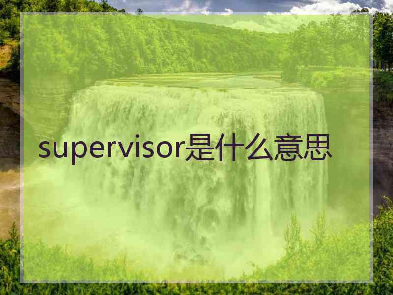 supervisor是什么意思