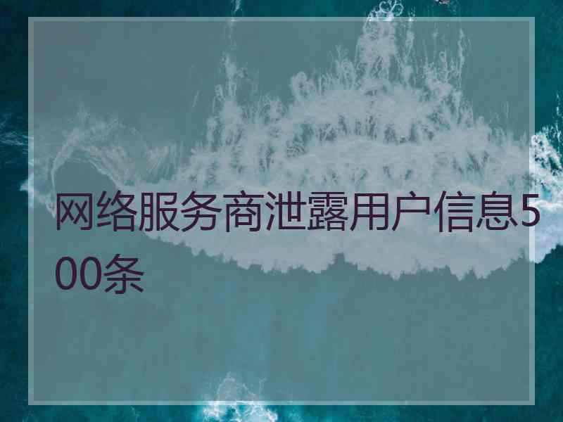 网络服务商泄露用户信息500条