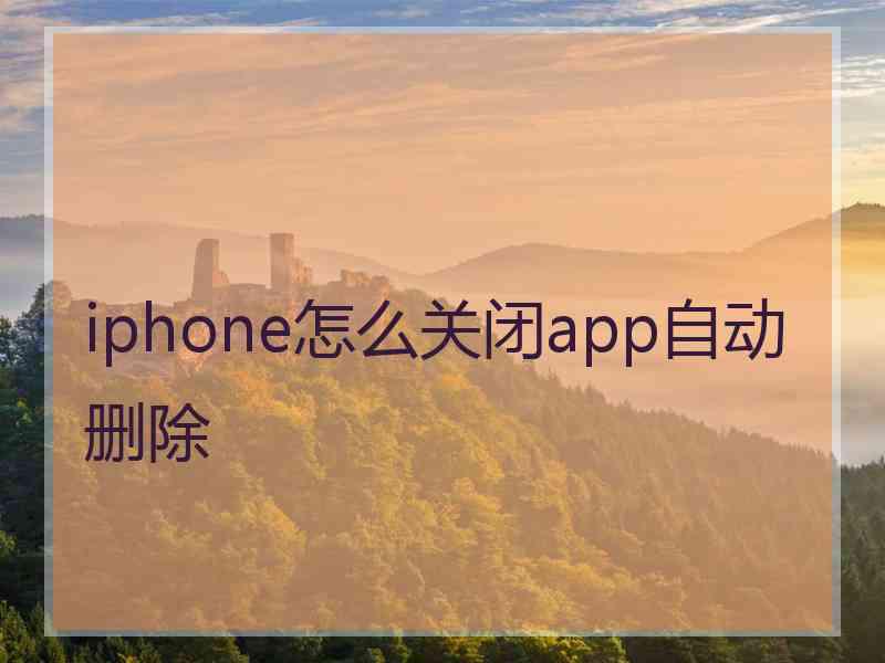 iphone怎么关闭app自动删除