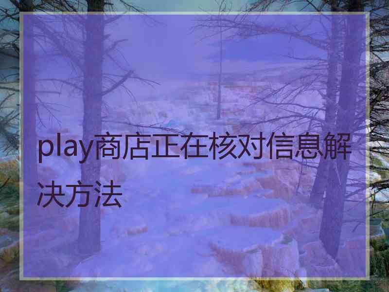 play商店正在核对信息解决方法