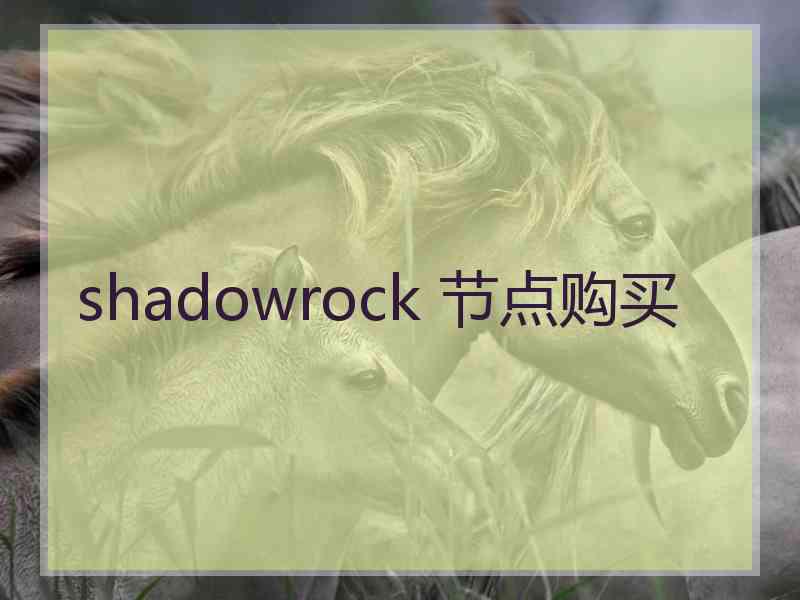 shadowrock 节点购买